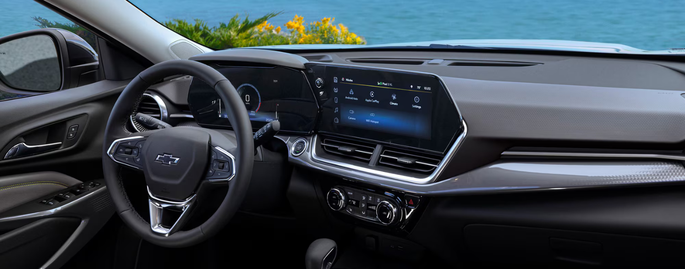 Black interior of a 2026 Chevy Trax