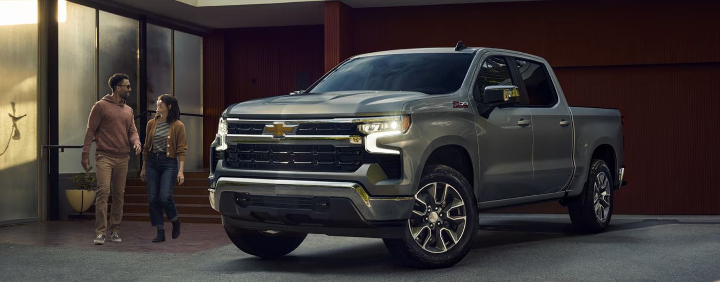 Grey 2026 Chevy Silverado 1500 parked in a driveway.
